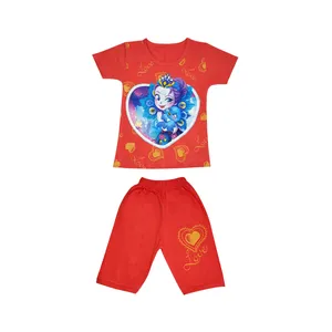 ست تی شرت و شلوارک دخترانه مدل چراغدار کد 01