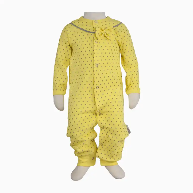 ست سرهمی و کلاه نوزادی آدمک کد 138701 رنگ لیمویی