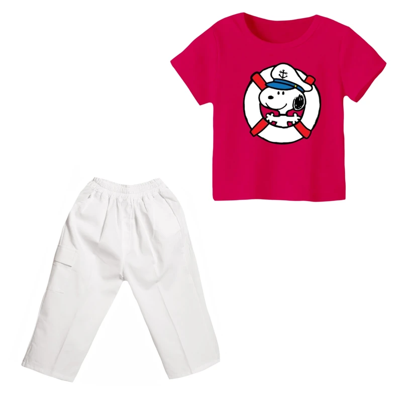 ست تی شرت و شلوارک دخترانه مدل اسنوپی کد ۲۵