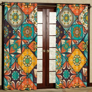 پرده مدل کاشی هازان پانچی کد 2597 سایز 140x200 سانتی متر