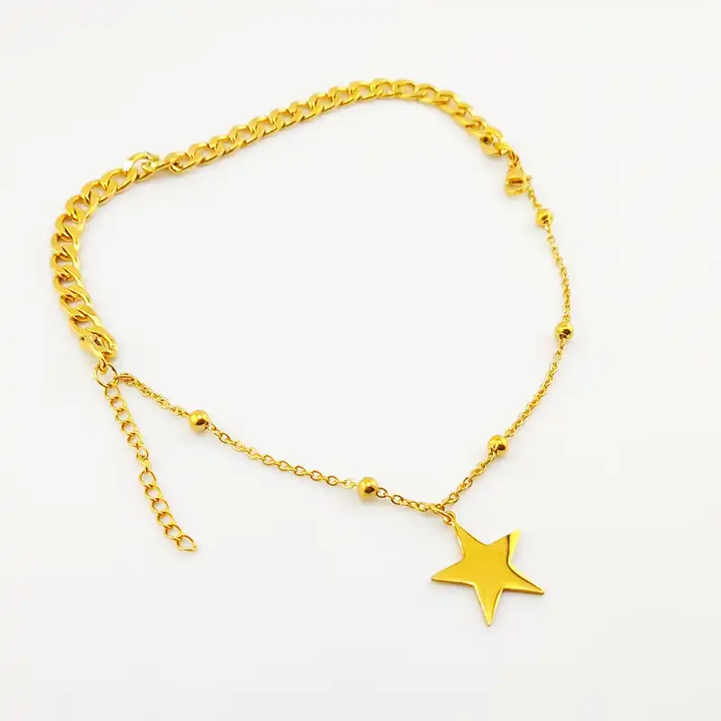 دستبند زنانه مدل استیل دولاین آویز ستاره ای کد PM 010