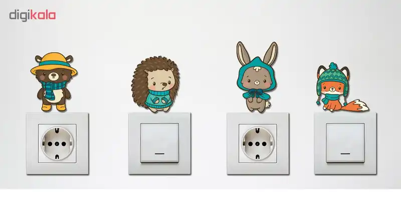 استیکر چوبی کلید و پریز ژیوار طرح حیوانات در زمستان بسته 4 عددی