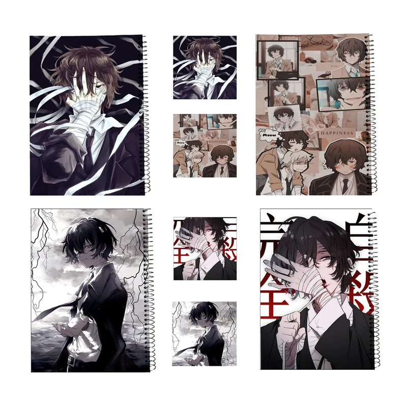 دفتر مشق 100 برگ طرح سگ‌های ولگرد بانگو کد  1 Bungo Stray Dogs به همراه برچسب مجموعه 8 عددی