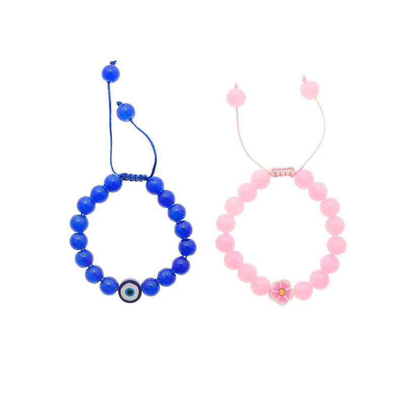دستبند دخترانه دلنار گالری مدل شکوفه و چشم نظر بسته 2 عددی