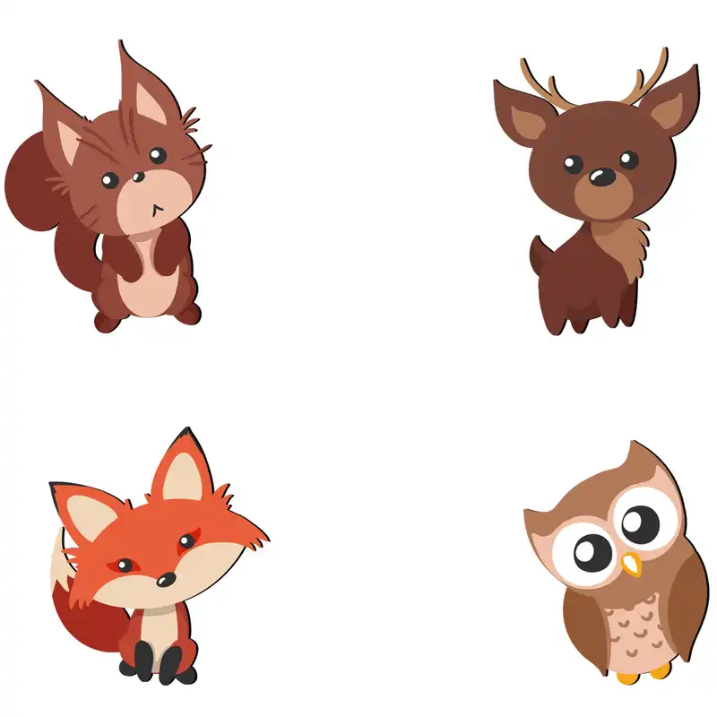 استیکر چوبی کلید و پریز ژیوار طرح حیوانات جنگل سری 1 بسته 4عددی