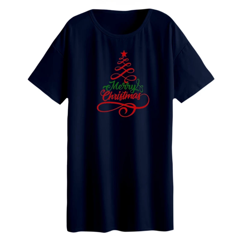 تی شرت لانگ زنانه مدل نوشته کریسمس کد 12