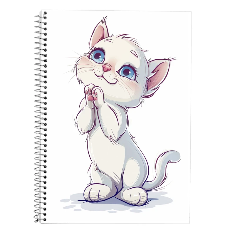 دفتر زبان 50 برگ مدوپد مدل سه خط طرح گربه کد DF14743