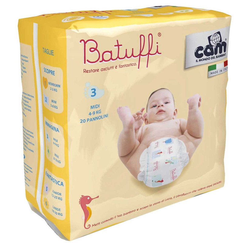 پوشک کم مدل Pannolinobatuffi V426 سایز 3 بسته 20 عددی
