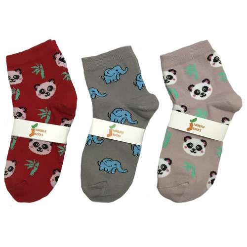 جوراب بچه گانه نارنجی طرح باغ وحش بسته 3 عددی