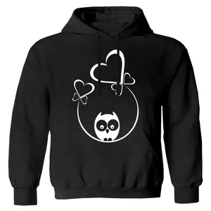 هودی دخترانه مدل قلب جغد F22 رنگ مشکی