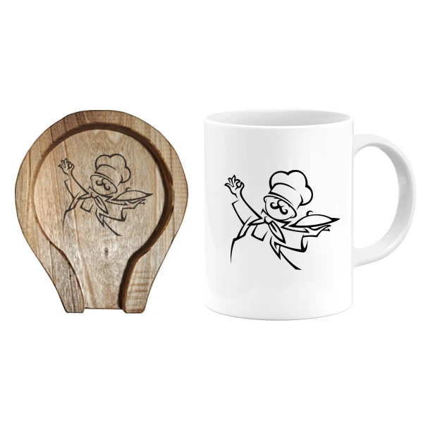  ماگ گالری وبفر مدل آشپز به همراه زیر لیوانی