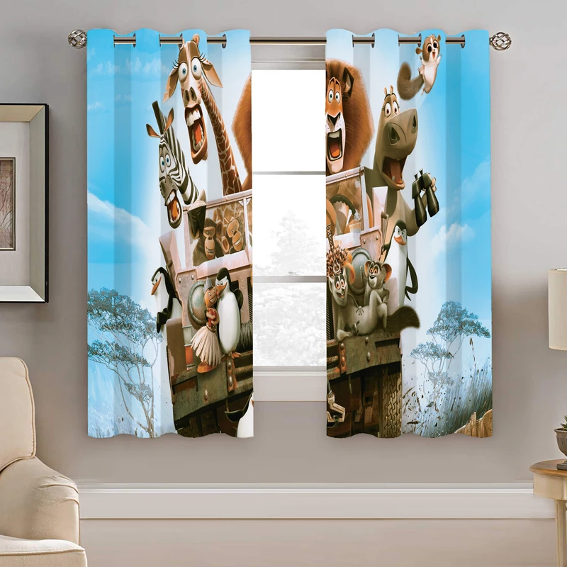 پرده نیروانا طرح ماداگاسکار کودک مدل هازان کد 8855 سایز 140×200 سانتی متر