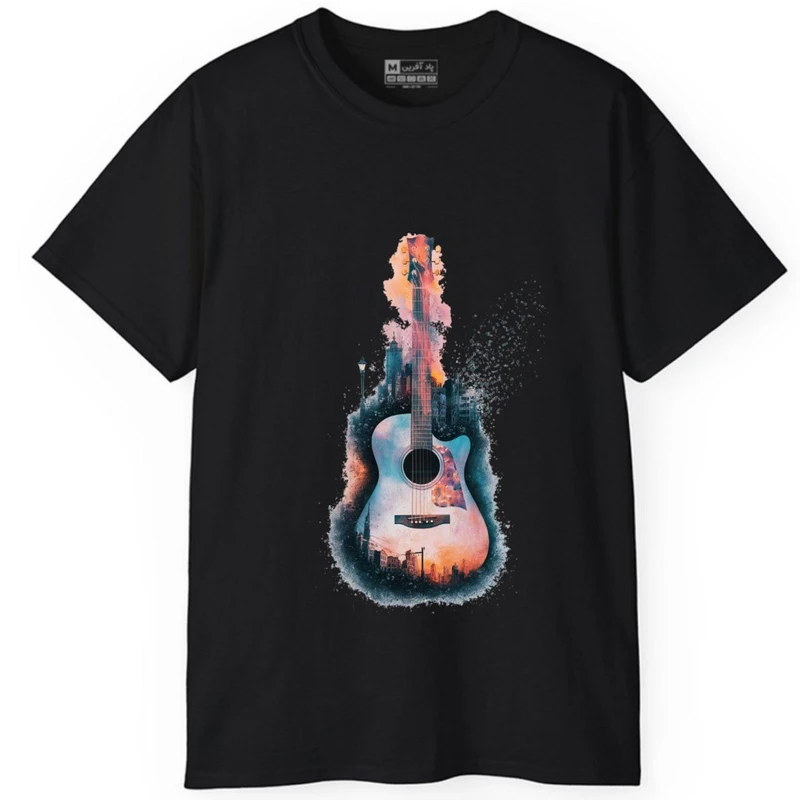 تی‌شرت آستین کوتاه مردانه پاد آفرین مدل گیتار موسیقی کد 2028