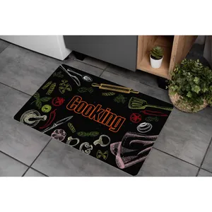 پادری مدل سه لایه رویه مخمل طرح آشپزخانه کد S612 سایز 75x45 سانتی متر