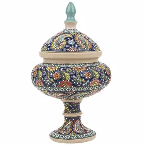 شکلات خوری سفالی میناکاری هیراد مدل بته تک پایه کد 79032