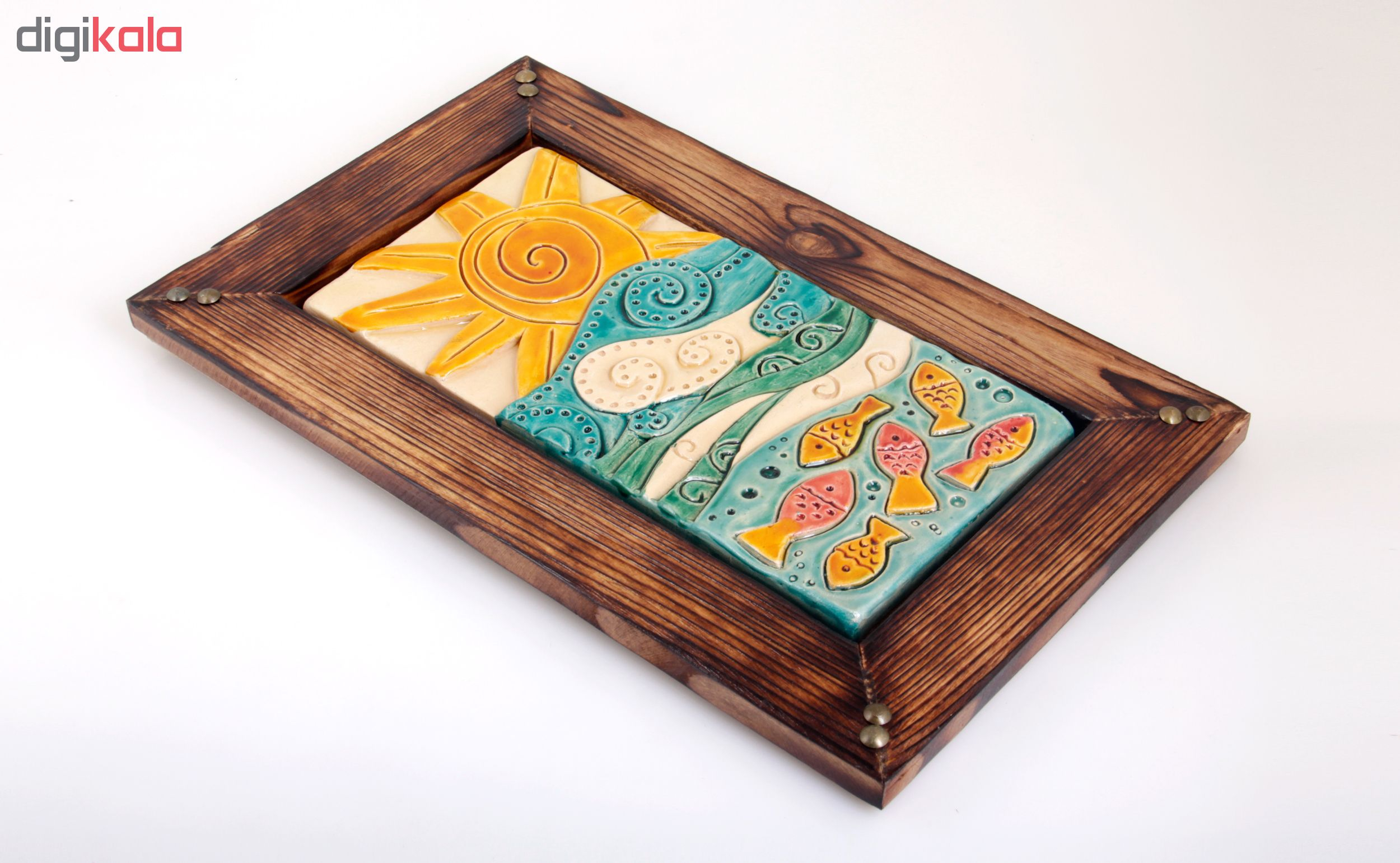 تابلو سفالی خاکاب طرح ماهی و دریا