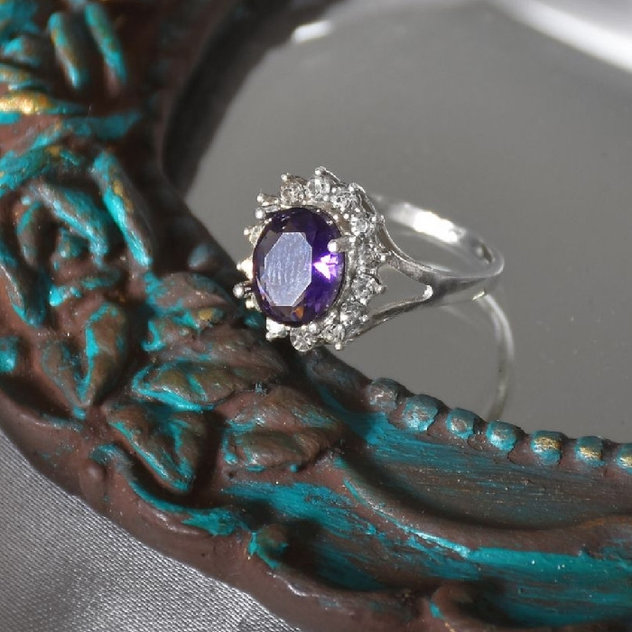 انگشتر نقره زنانه مدل سنگ آمیتیست کد 22