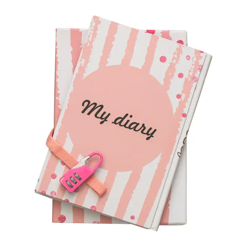 دفتر خاطرات 100 برگ طرح صورتی مدل قفل دار کد 17