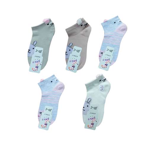 جوراب بچه گانه بی بی طرح گوش مخملی کد 6111 مجموعه 5 عددی