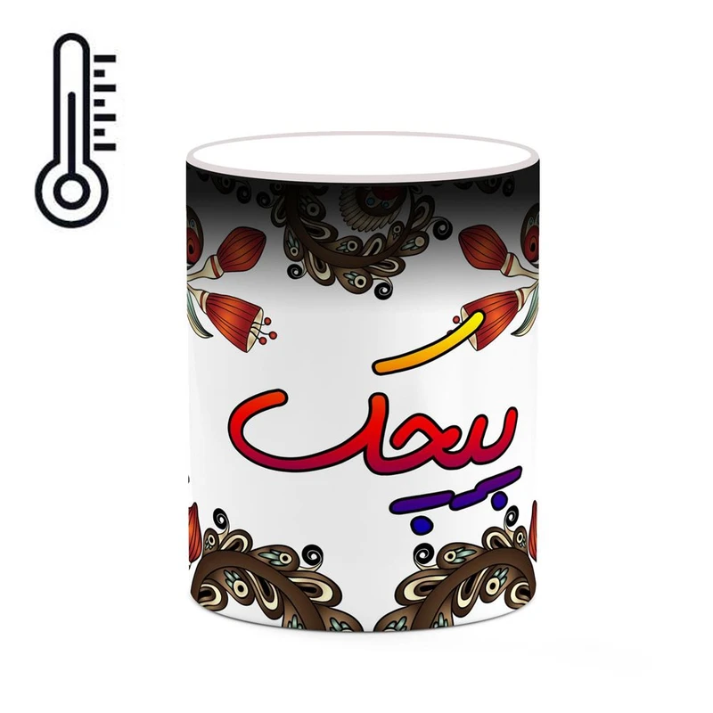 ماگ حرارتی کاکتی مدل اسم پیچک طرح سنتی گل و بته کد mgh44486