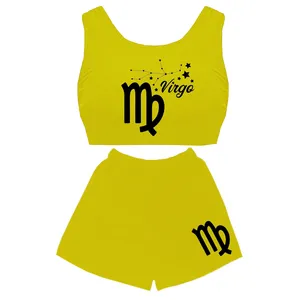 ست نیم تنه و شلوارک زنانه مدل  شهریور ماه  کد D45 رنگ زرد