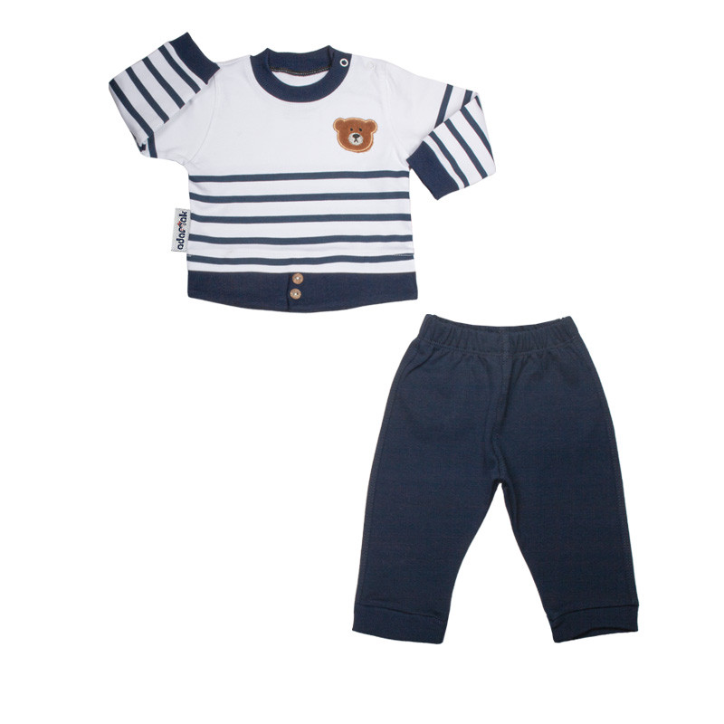 ست تی شرت آستین بلند و شلوار نوزادی آدمک کد 110045 رنگ سرمه ای