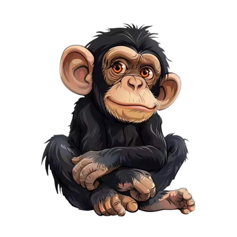 استیکر پارچه و لباس پاد آفرین مدل کارتونی میمون مینیمال کد 2286