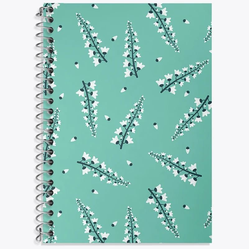 دفتر زبان 50 برگ خندالو مدل دو خط طرح پترن گل کد N925