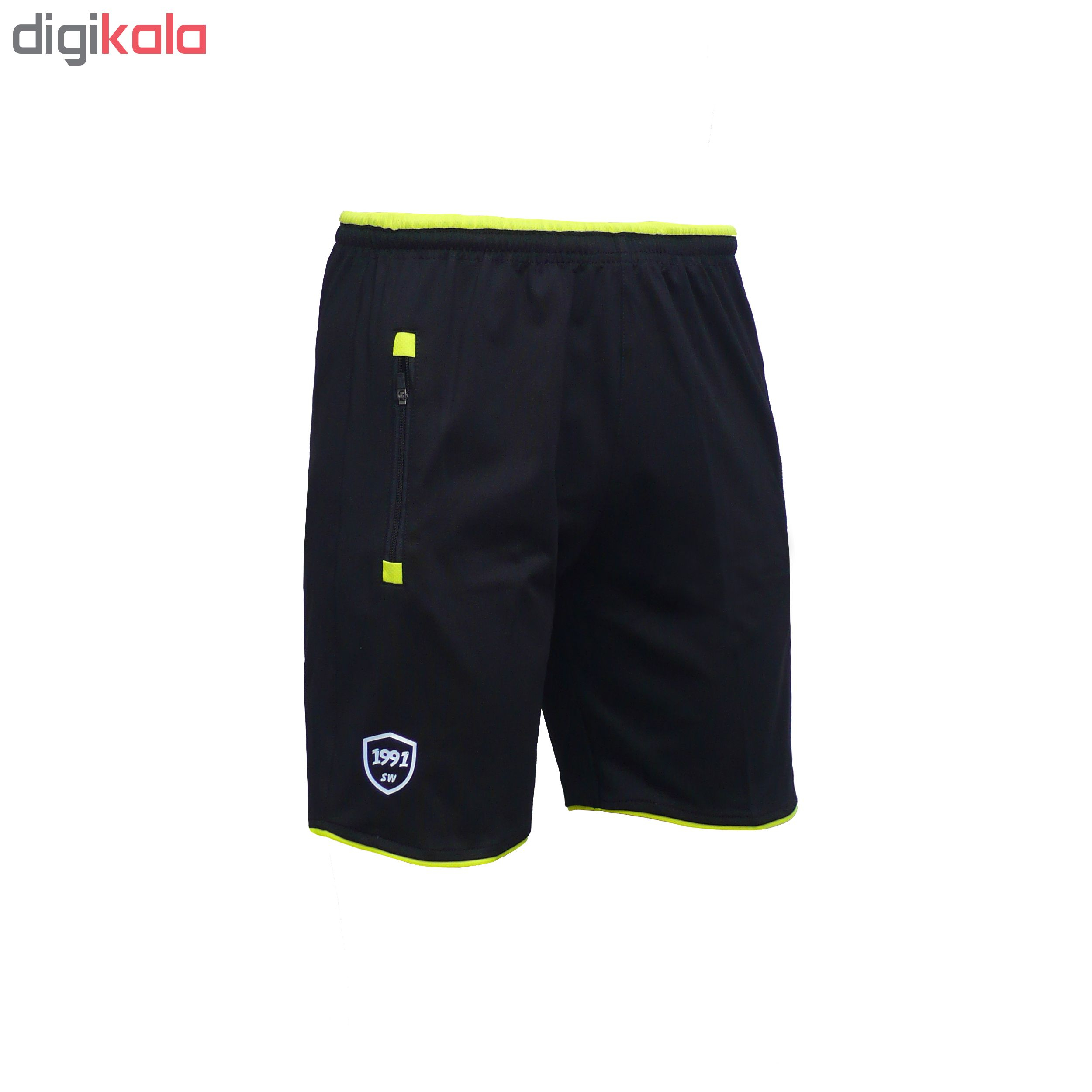 شلوارک ورزشی مردانه 1991 اس دبلیو مدل Training Sport Shorts Blackyellow