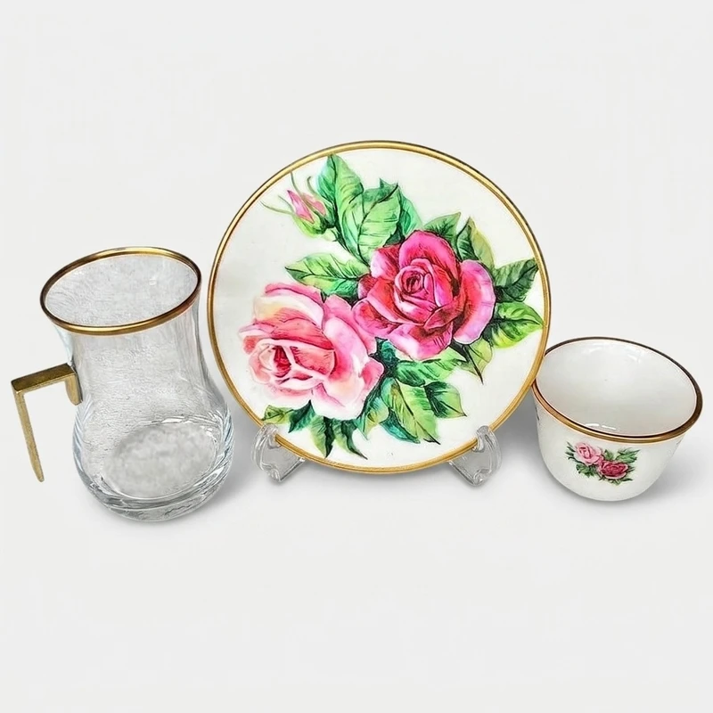 سرویس چای خوری 18 پارچه تویگار مدل Rose White