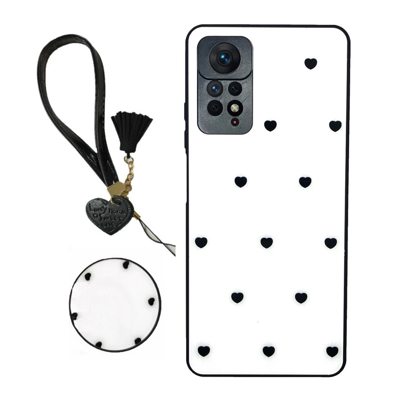 کاور مدل قلب کد 03 مناسب برای گوشی موبایل شیائومی Redmi Note 11 Pro 4G / Note 11 Pro Global به همراه بند و پایه نگهدارنده