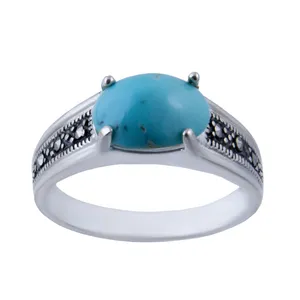 انگشتر نقره زنانه  بازرگانی میلادی مدل فیروزه نیشابور کد Aw_154