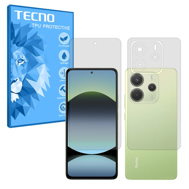 محافظ صفحه نمایش شفاف تکنو مدل Resistant مناسب برای گوشی موبایل شیائومی Redmi Note 14 4G به همراه محافظ پشت گوشی