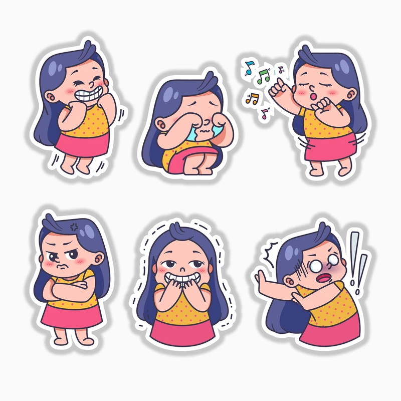 استیکر لپ تاپ و موبایل بووم طرح دختر مودی کد MR57 مجموعه 6 عددی