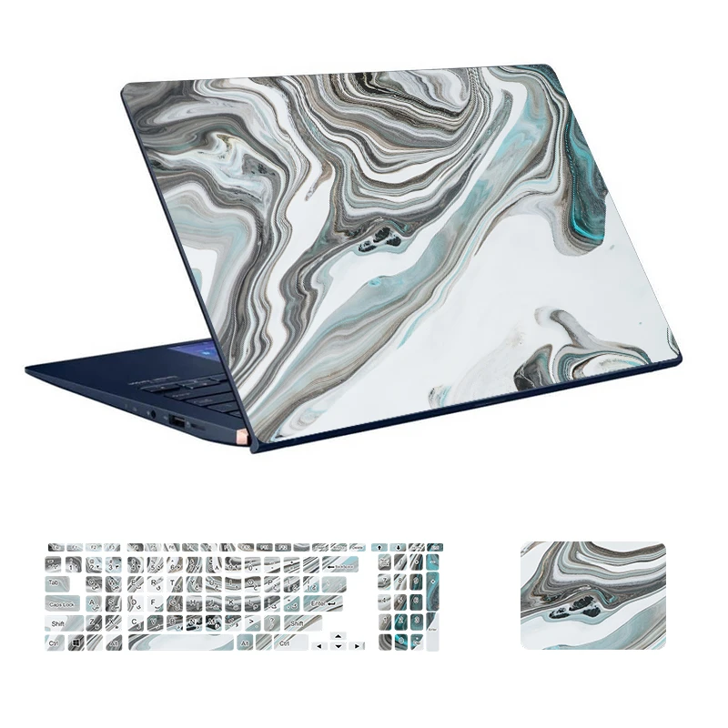  استیکر لپ تاپ توییجین و موییجین طرح Marble کد 92 مناسب برای لپ تاپ 15.6 اینچ به همراه برچسب حروف فارسی کیبورد 