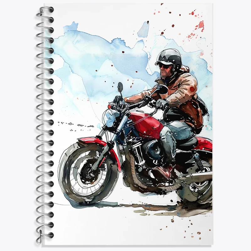 دفتر زبان 50 برگ خندالو مدل دو خط طرح موتور سیکلت (Motorcycle) کد F875