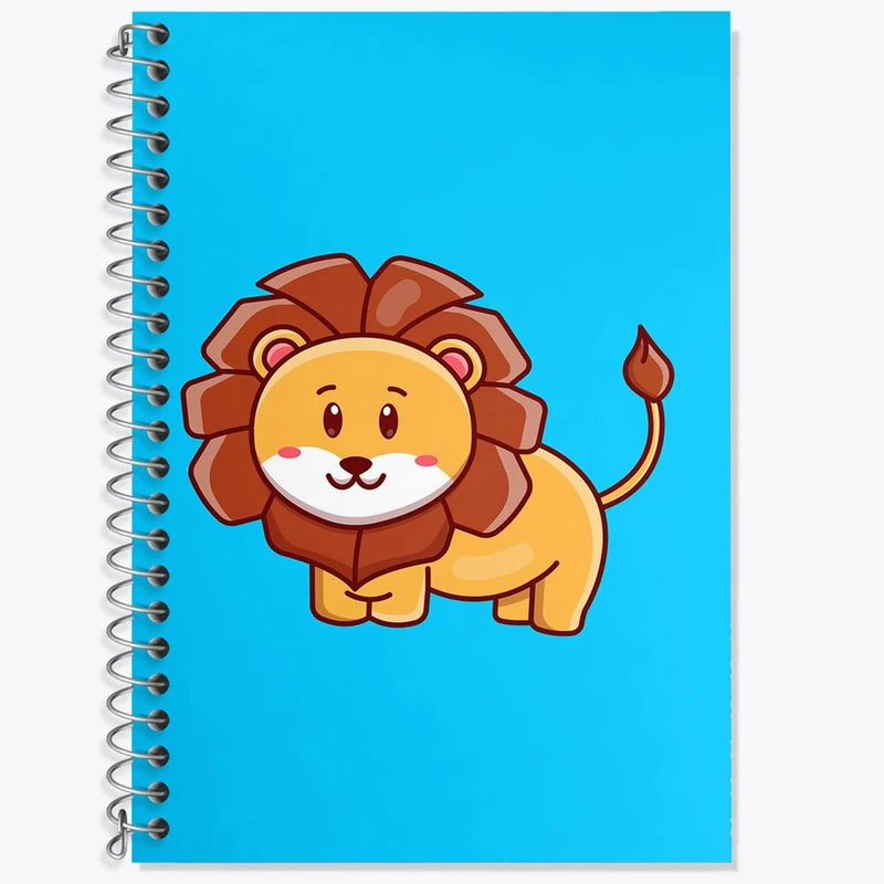 دفتر زبان 50 برگ خندالو مدل سه خط طرح حیوانات بامزه شیر کد 25418