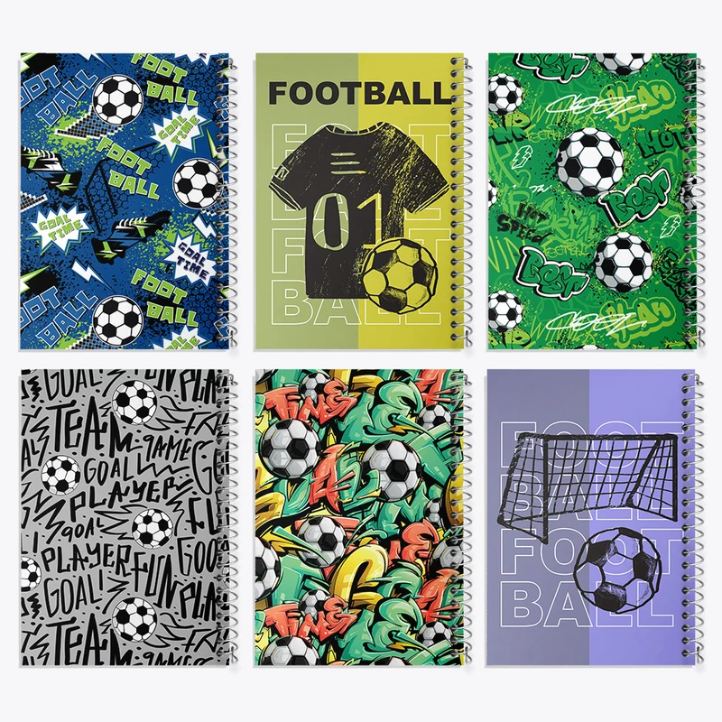 دفتر مشق 100 برگ خندالو طرح فوتبال (Football) کد 181 مجموعه 6 عددی