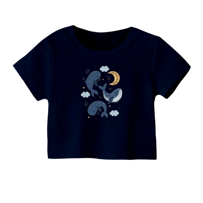 کراپ‌ تی‌شرت آستین کوتاه زنانه مدل وال کارتونی