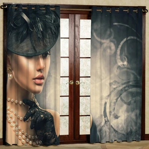 پرده مدل دختر کلاه دار مخمل پانچی کد 1054L سایز 140x280 سانتی متر