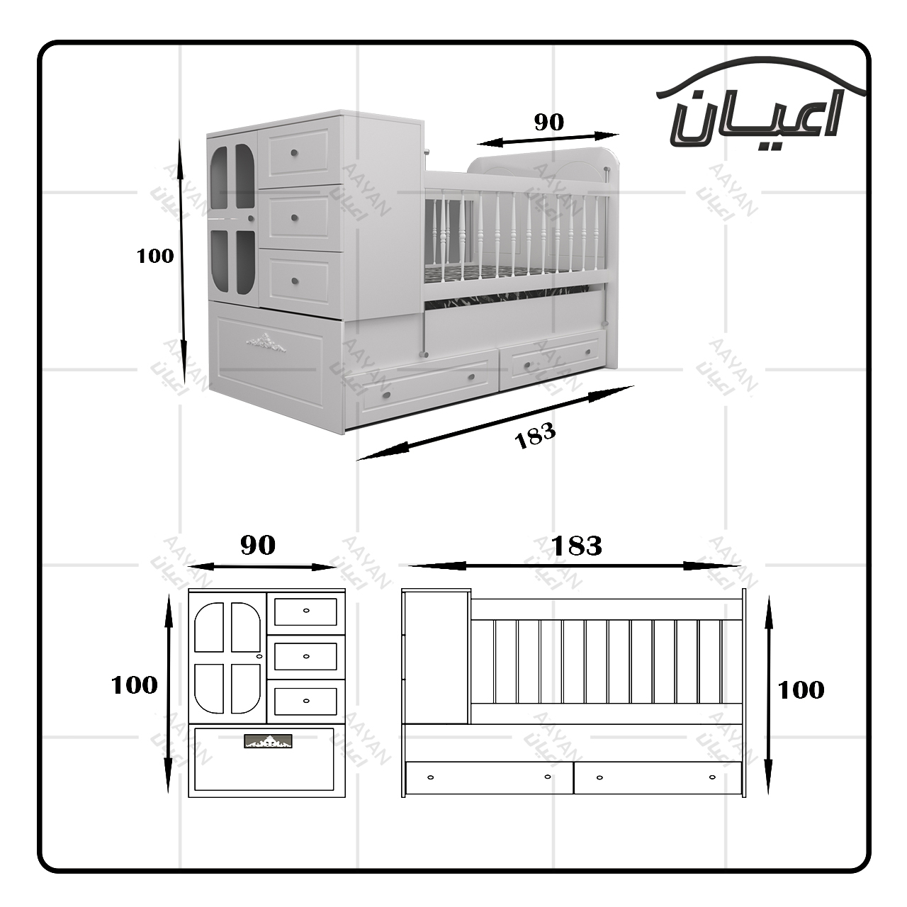 تختخواب کودک اعیان مدل FH454