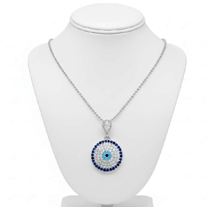 گردنبند نقره زنانه مدل چشم نظر کد ۶۶۵