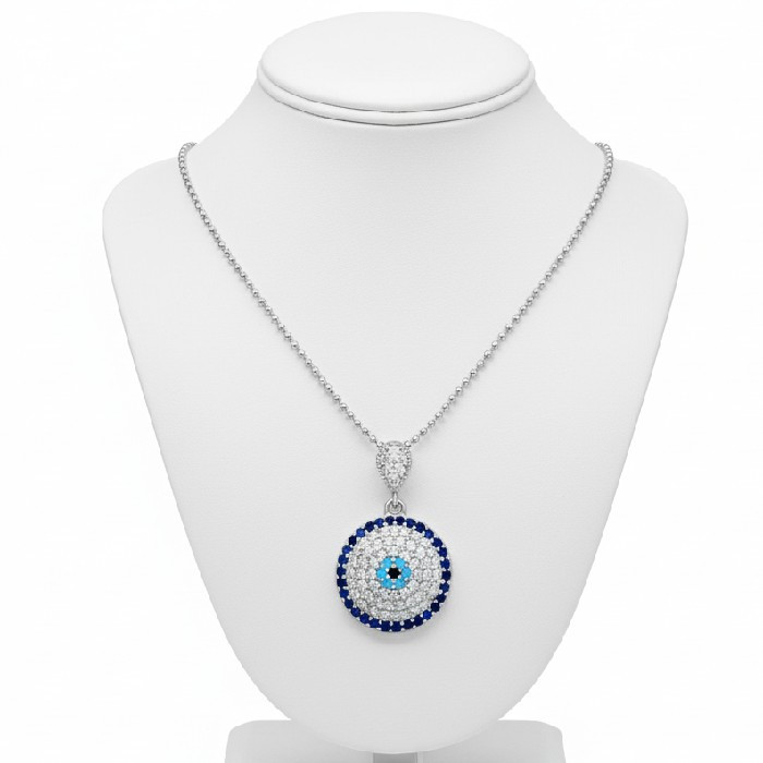 گردنبند نقره زنانه مدل چشم نظر کد ۶۶۵