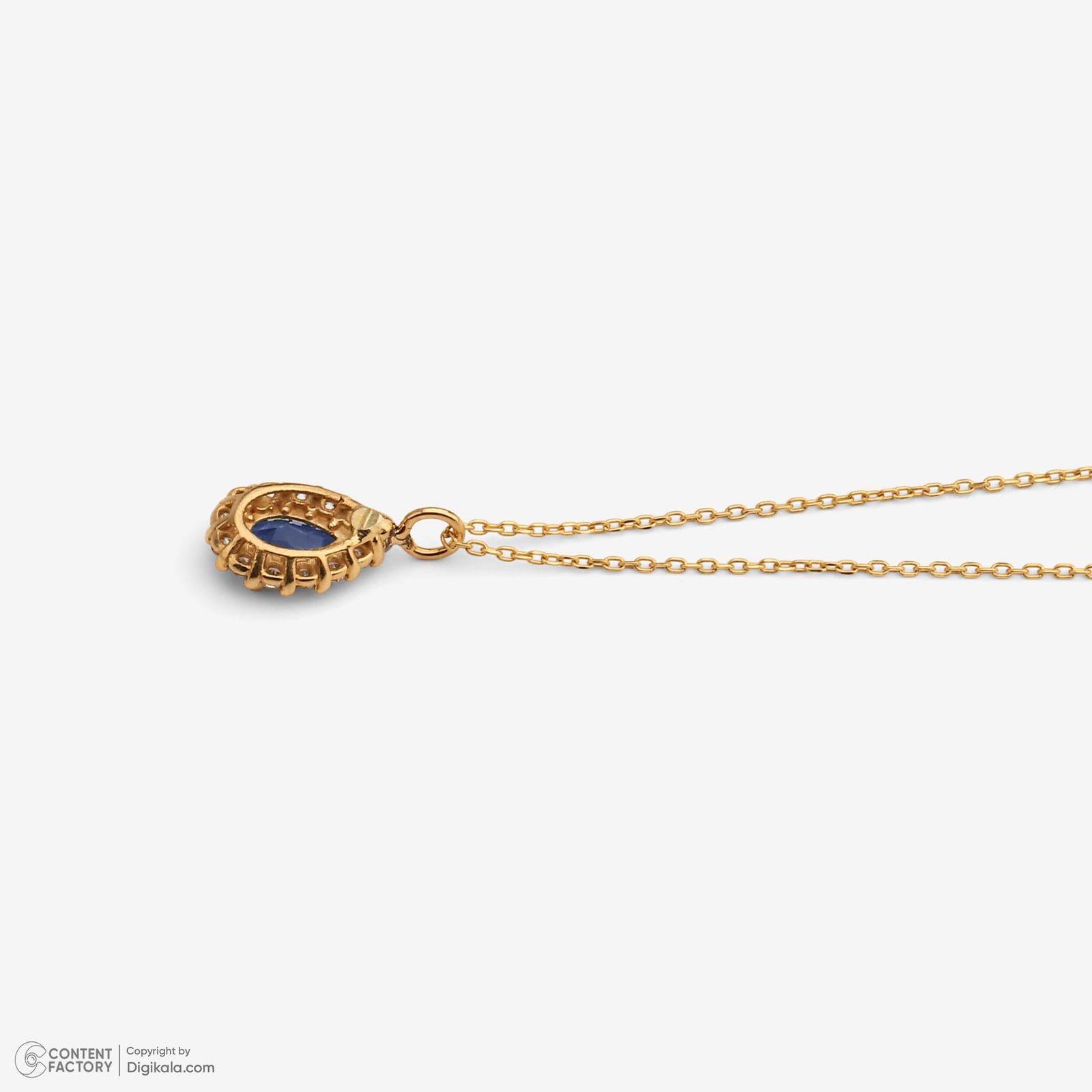 گردنبند طلا 18 عیار زنانه با زنجیر حلقه‌ای (فلامینگو) وی گالری مدل اشک نگینی کد NC3023 -  - 8
