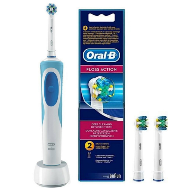 مسواک برقی اورال-بی مدل Vitality Cross Action به همراه سری یدک مدل Brush heads Floss Action بسته 2 عددی