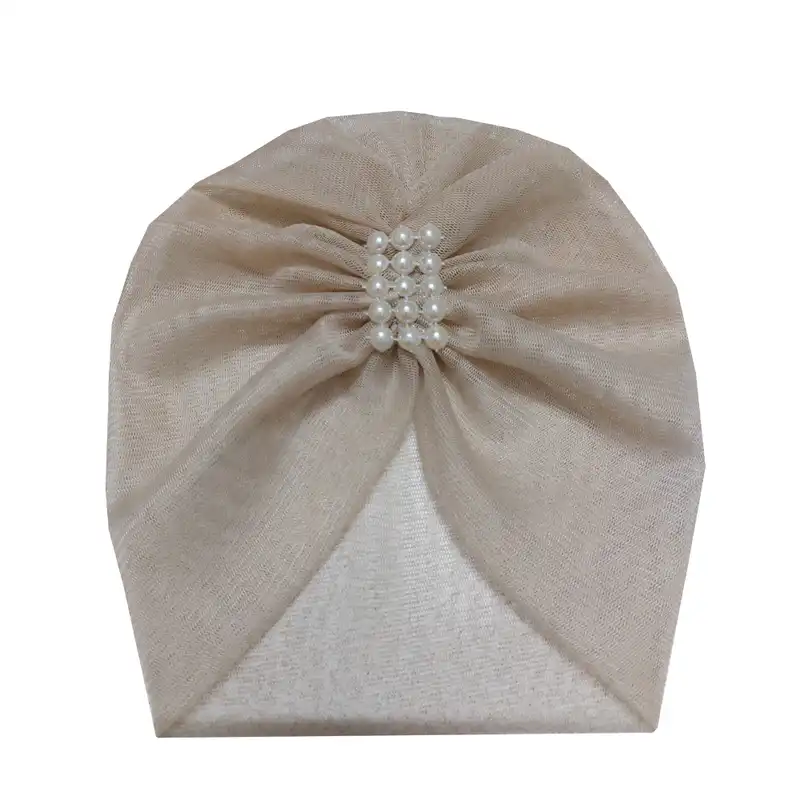 توربان نوزادی مدل تور رنگ کرم