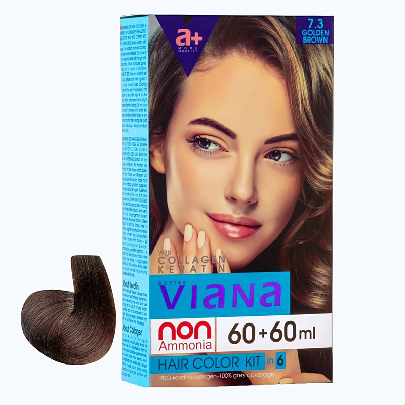 کیت رنگ مو ویانا شماره 7.3 حجم 120 میلی لیتر رنگ قهوه‌ای طلایی 