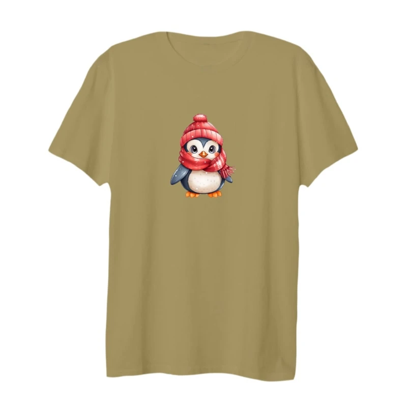 تی شرت لانگ آستین کوتاه زنانه مدل پنگوئن زمستونی