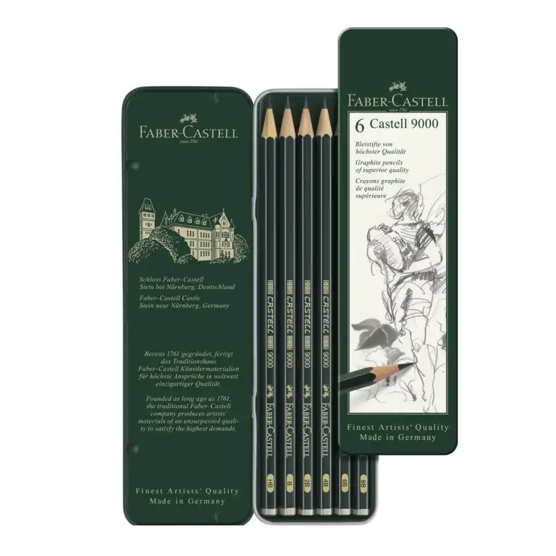مداد طراحی فابر کاستل مدل 9000-faber castell مجموعه 6 عددی