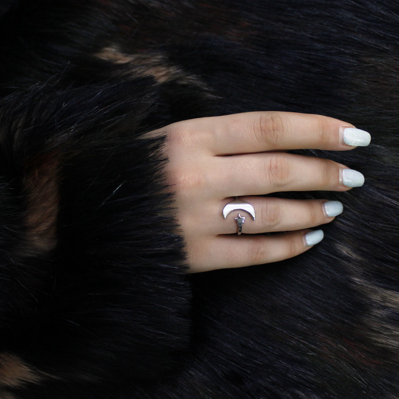 انگشتر زنانه طرح ماه و ستاره کد S113